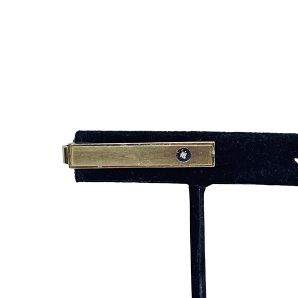 Anson Karat Clad Gold Plated And Clear Rhinestone Tie Bar (6064) - Picture 1 of 4